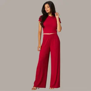 Melanie Short Sleeves Crinkle Comfy Set Womenswear