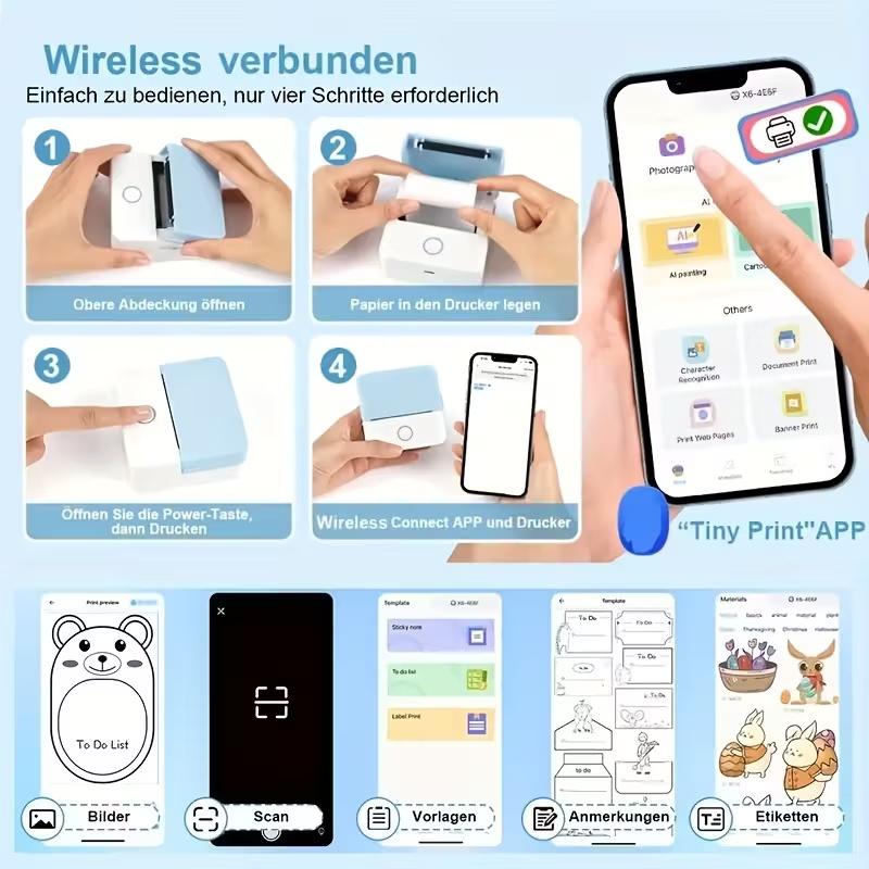 1 Count Portable Mini Printer,USB Rechargeable Bluetooth-compatible Thermal Printer with 5 Rolls Paper, Compatible with IOS & Android, Office Supplies,Pocket Printpod for Phone,Back-to-school gift, New Year gift, Children's Day gift,Party gift 1 Count Portable Mini Printer,USB Rechargeable Bluetooth-compatible Thermal Printer with 5 Rolls Paper, Compatible with IOS & Android, Office Supplies,Pocket Printpod for Phone,Back-to-school gift, New Year gift, Children's Day gift,Party gift