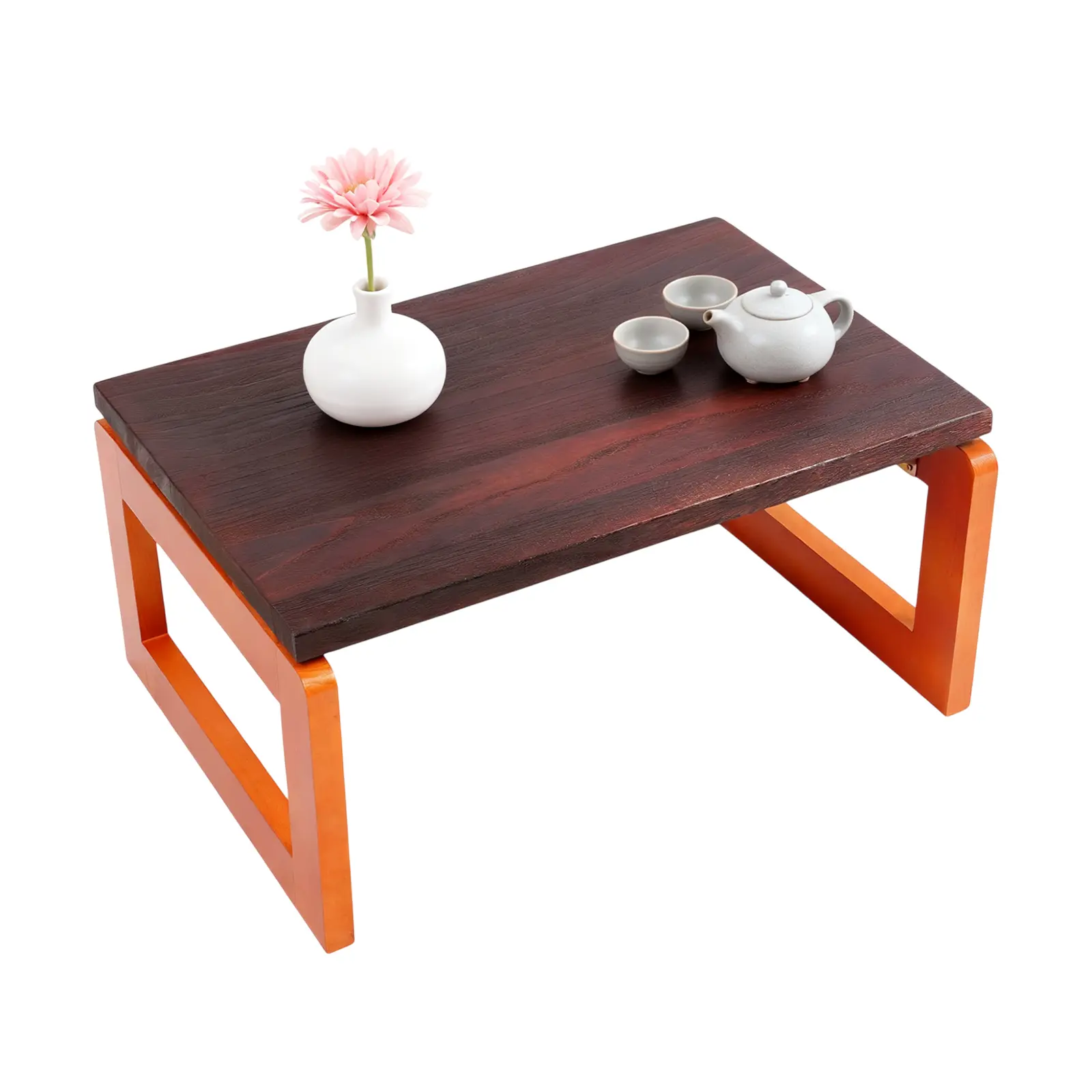 Summerwins Vintage 2-in-1 Foldable Solid Wood Side Table - 60×40×30 cm, 80 kg Capacity, Approx. 4.6 kg (10.1 lbs), Space-Saving Nightstand, Coffee/Computer/Study Desk for Bedroom Home Supplies