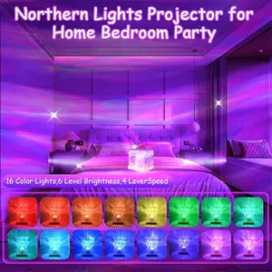 Ocean Wave Projector Light, 16-Color LED Cube Lamp & Remote, 3D Holographic Water Ripple, Romantic Ambient Lighting for Kids Room, Meditation, Relaxation, Bathroom, Night Light (Plug-in)