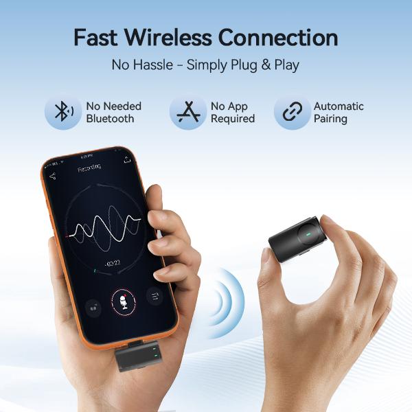 Holiday Haul Wireless Lavalier Mic with AI Denoising & One-Click ，support for iPhone  Android with charging case audio smartphone audio smartphone,For content creators