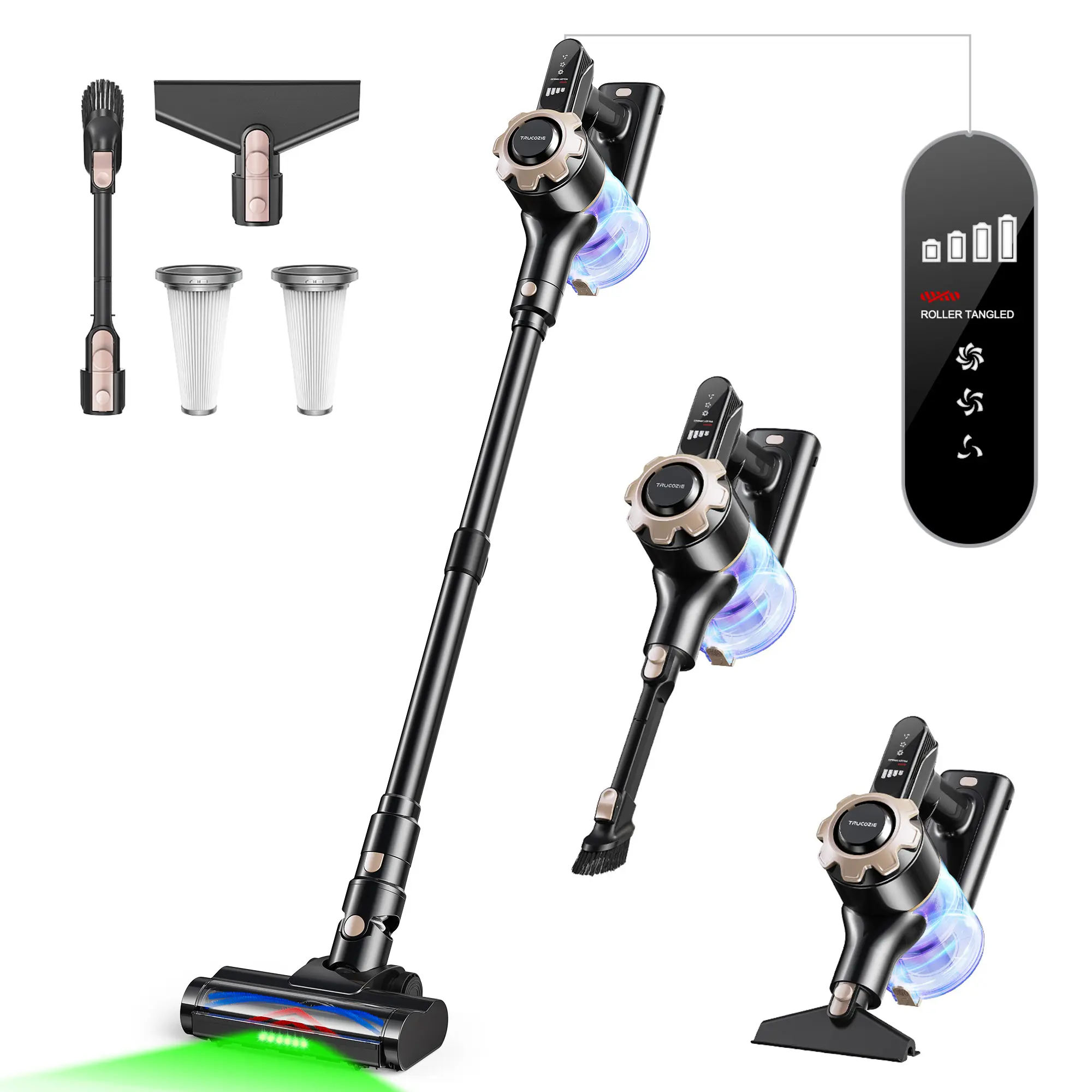 【2026 Newly Upgraded】Trucozie T350 Rechargeable Wireless Cordless Vacuum Cleaner, 8-in-1 Lightweight Upright Vacuum for Deep Clean, 45-Minute Runtime, 33 kPa Powerful Suction, Housewarming Gift Suitable for Hardwood Floors, Carpets, Pet Hair, Car Interior