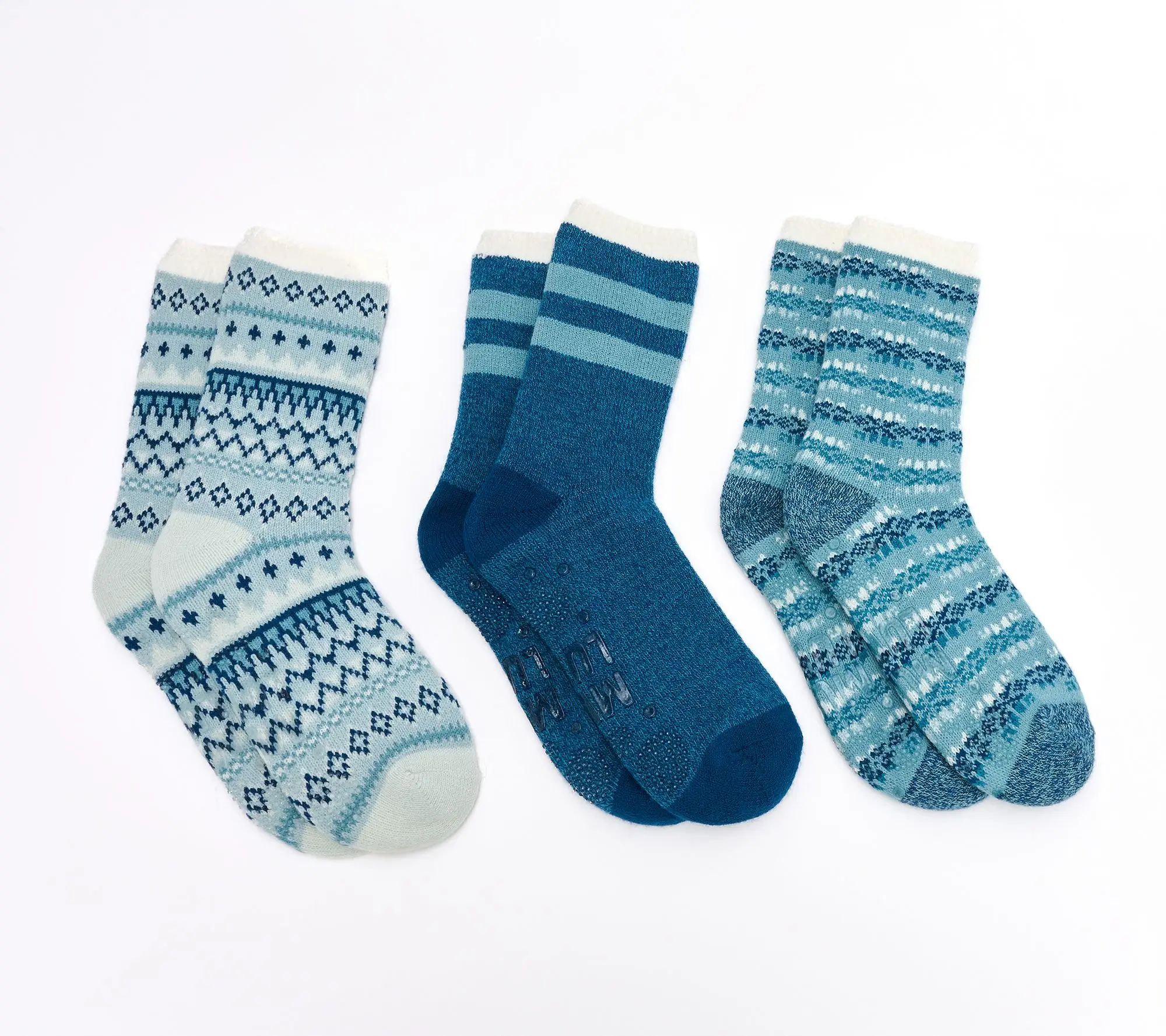 MUK LUKS Set of 3 Jojoba Infused Cozy Lined Lounge Socks