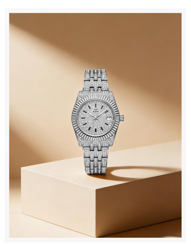 Ladies' Watch Luxury Full Diamond Bangle Watch – 30M Waterproof, Versatile & Practical, Timeless Classic Design, Comes with Matching Bracelet | Perfect Christmas Gift Option