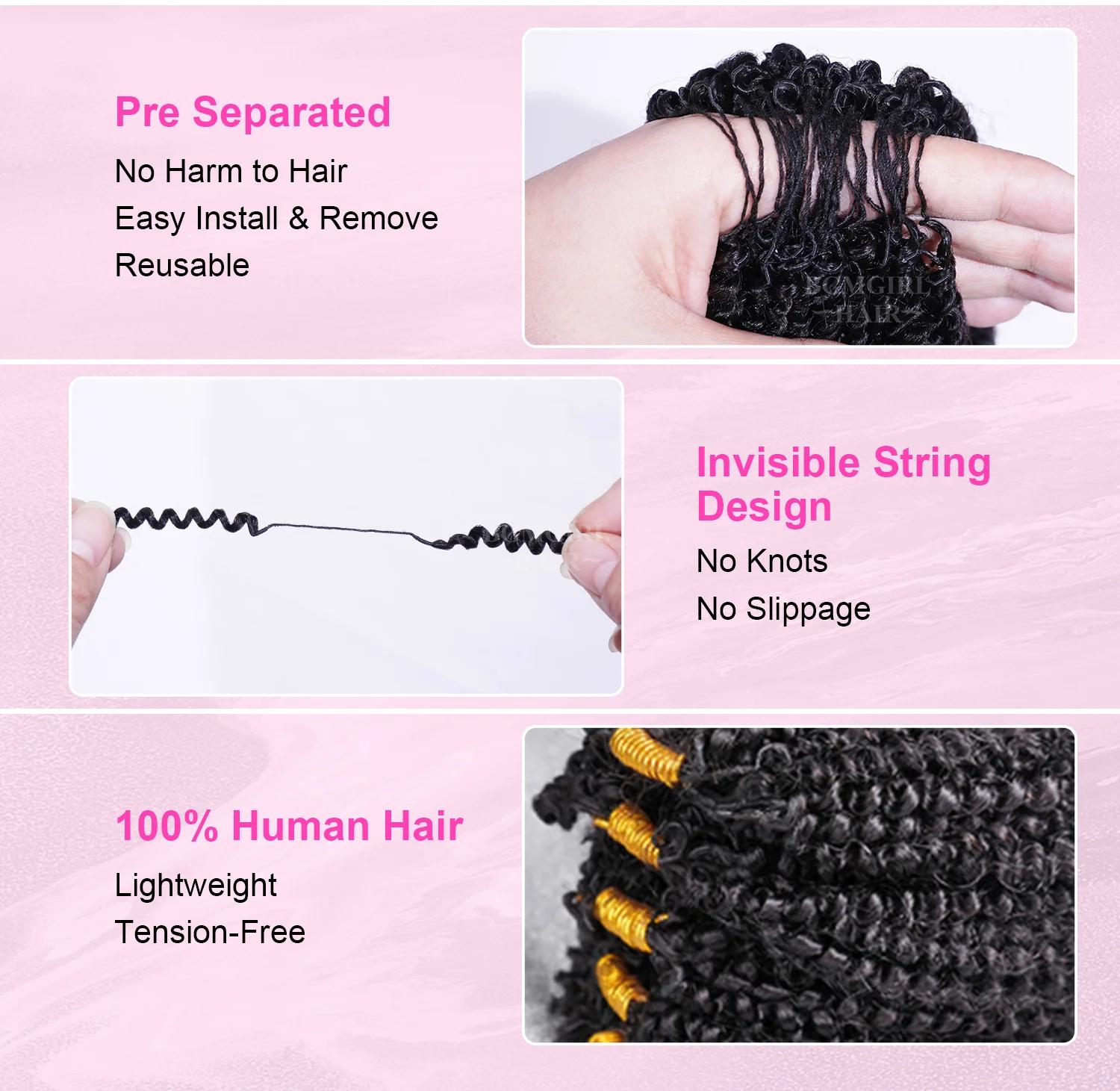[New Arrival] Bgmgirl Crochet Human Hair Afro Curly Water Wave Kinky Straight Hair for Miracle Knots Boho Braids Knotless Pre-Separated 50g/Bundle Time Saving SpringStatements