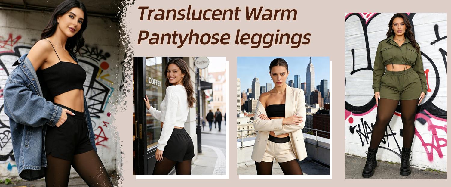 CHRLEISURE 2PACK Fleece Lined Tights Sheer Women - Fake Translucent Warm Pantyhose Leggings Sheer Thick Tights for Winter