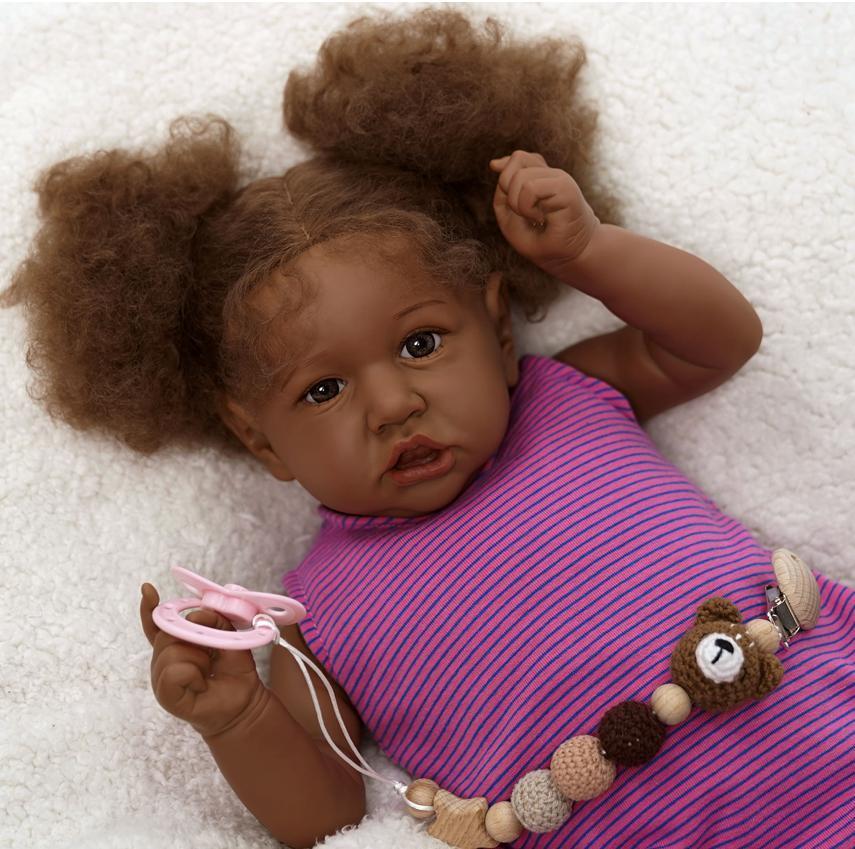 Babeside Newborn Real Life Reborn Baby Doll Dark Skin Black African American Toddler Doll Laney with Cloth Body for Kids Age 3 Rebornbabydoll