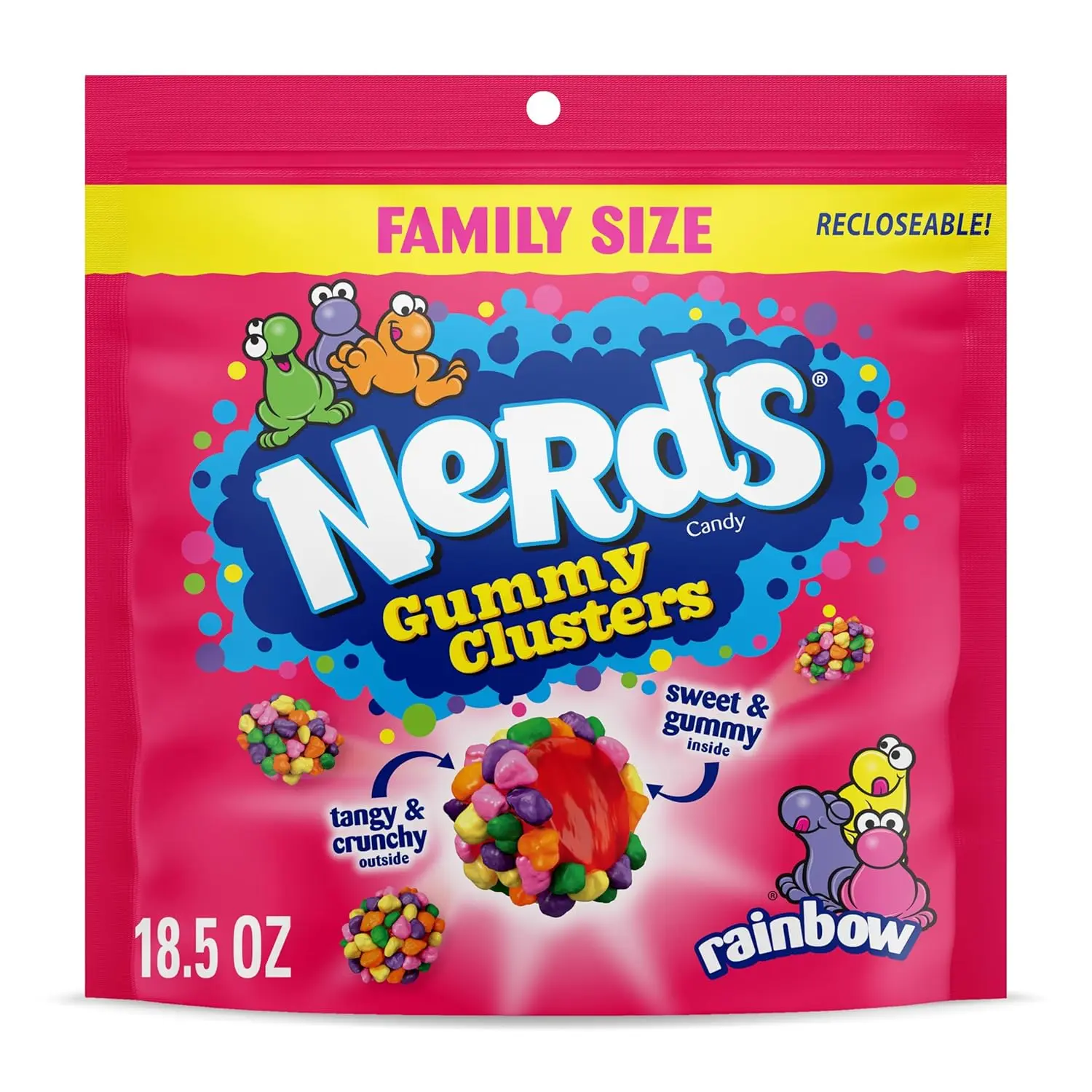 Gummy Clusters, Candy, Rainbow, Crunchy and Gummy, 18.5 oz Snack Sweet Yummy