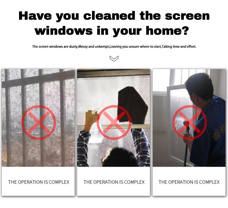 Multifunctional Anti-mosquito Screen Brush Glass Cleaning Tool with Dual Heads & Detachable Handle for Streak-Free Results on Windows, Mirrors, & Car Windows