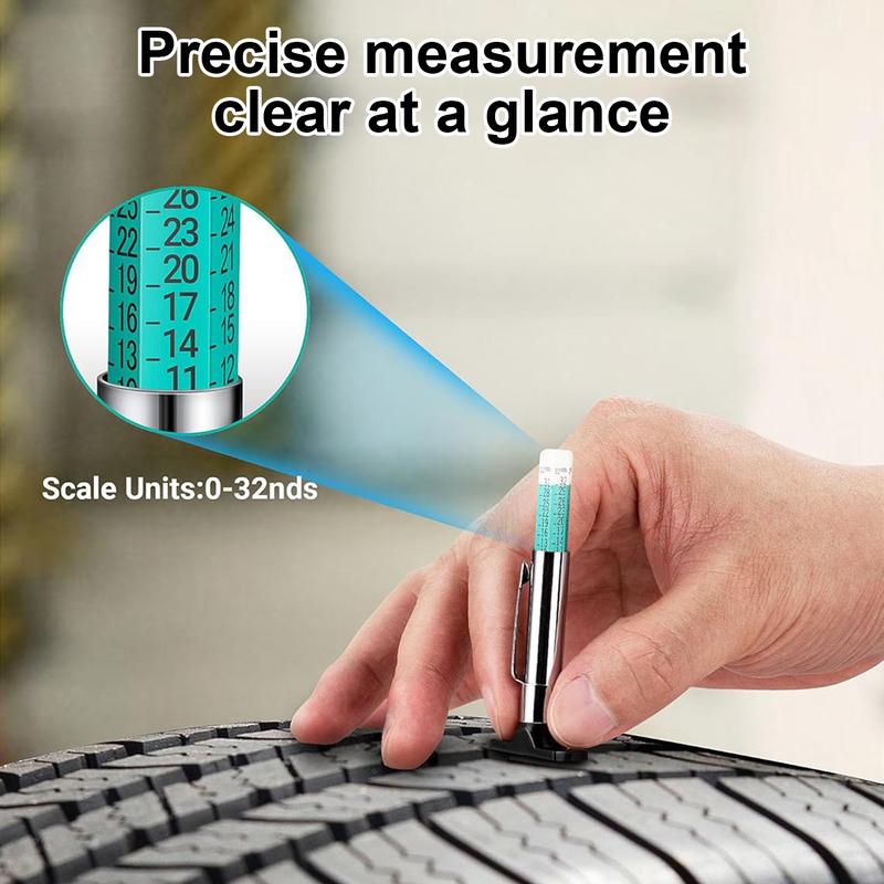 Universal 5PCS Tire Tread Depth Gauge, Color Coded Tire Depth Gauge with Pocket Clip in 1/32 Inch Increments, Accurate Tread Gauge Depth 32nds Measuring Tool for Car, Semi Truck Tire Tread Checker