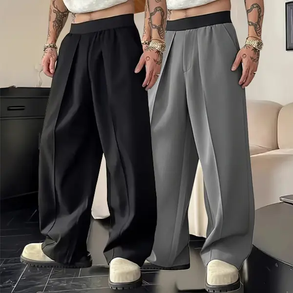 Men's 2-Pack Loose Drape Suit Pants - Pleated Waist, Comfort Edition, Easy to navigate street trends and everyday leisure