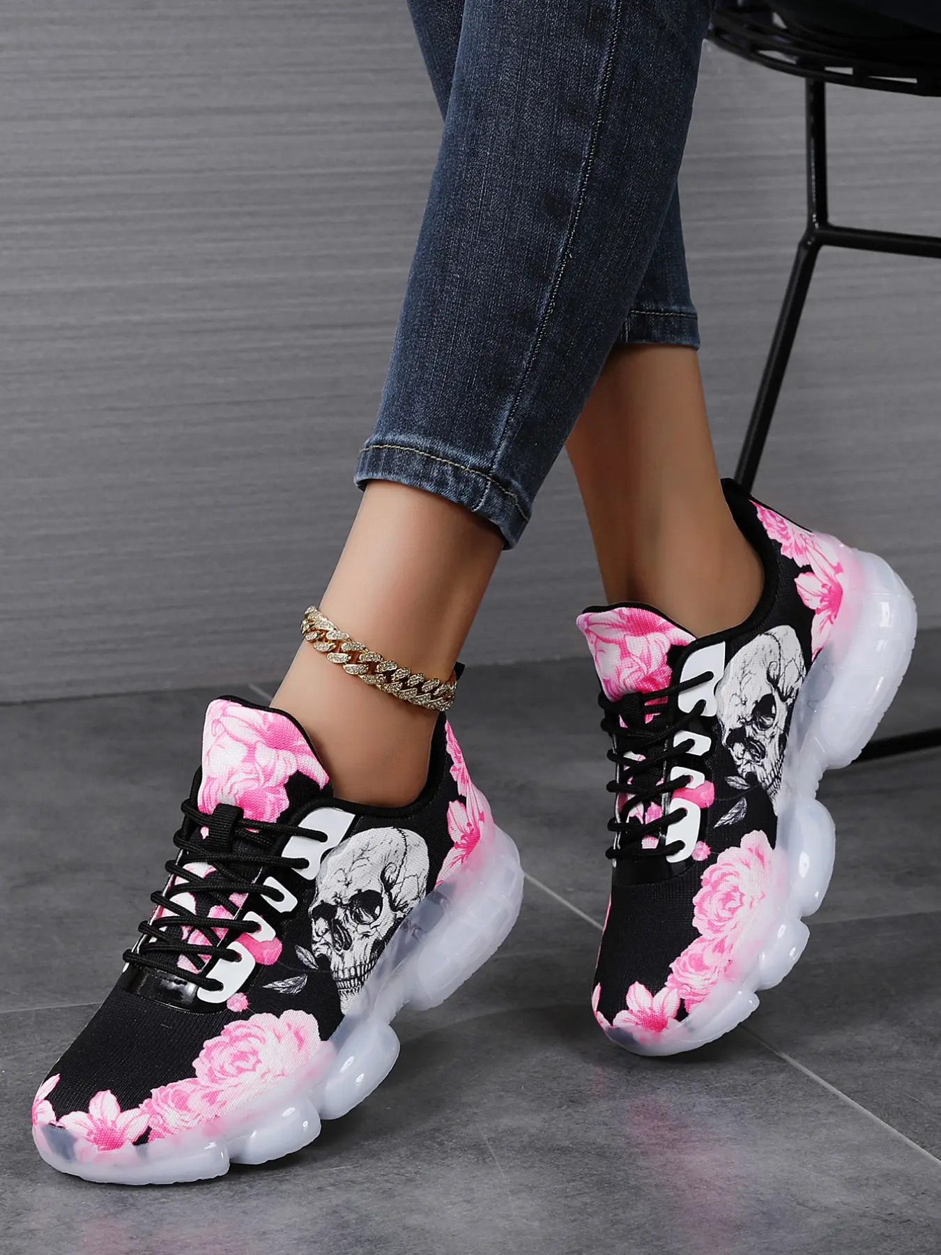 Women's New All-Season Casual Shoes, Athletic Running Shoes, Printed Sporty Running Sneakers, Breathable Mesh Lace-Up, Soft Comfortable Sole, Trendy Daily Commute, Fashionable Running Shoes, Workout Sneakers