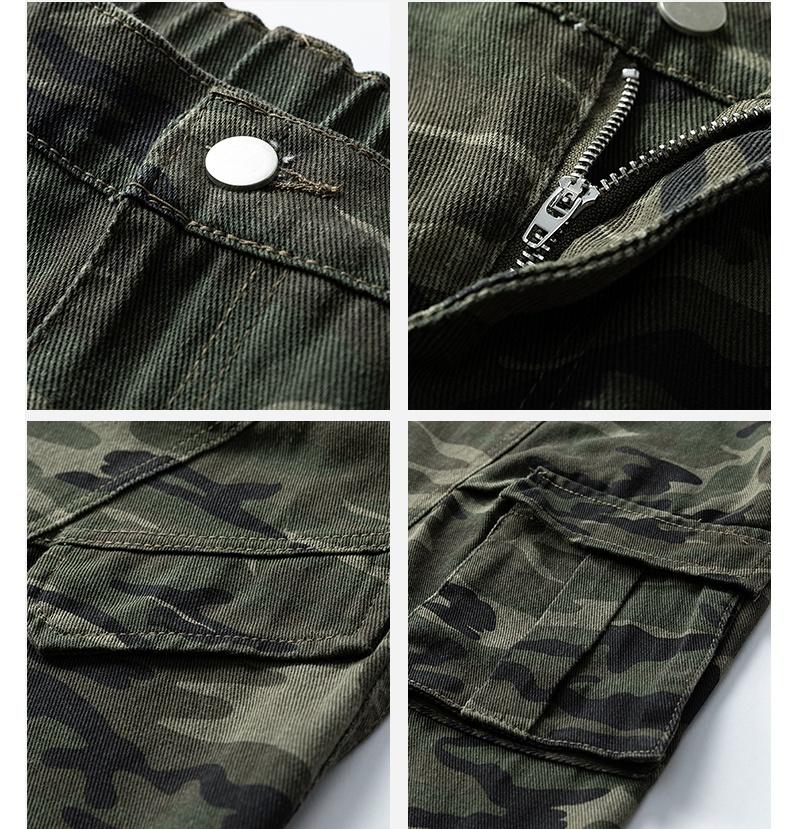 Men’s retro camouflage cargo pants, micro-flare camouflage denim jeans, new casual cargo-style pants, unisex high-street fashion loose straight-leg drop-crotch wide-pocket casual trousers, comfortable breathable fabric, suitable for everyday wear and outd
