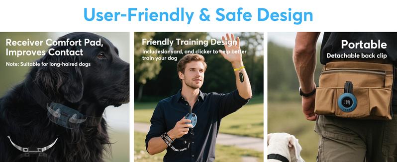 Jugbow Dog Training Collar - 3/4 Mile Dog Shock Collar with Remote for Large Medium Small Dogs, Rechargeable IPX8 Waterproof E-Collar with 99 Blunt Stimulation Levels, Tone or Vibration Mode, LED Light & Security Lock T-100