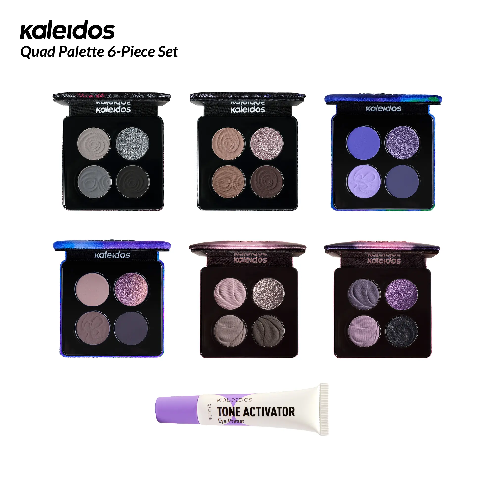 Kaleidos Quad Eyeshadow Palette 6-Piece Set | Makeup for Smokey Eye Look, Highly-Pigmented, Silky Mattes, Unparalleled Shimmers, Eyeshadow Makeup Powder, Shimmer Glitter Eyeshadow