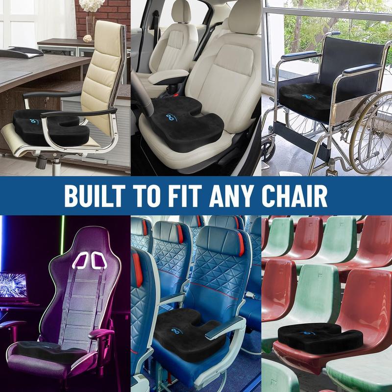 Everlasting Comfort Doctor Recommended Memory Foam Seat Cushions - HSA FSA Eligible, Sciatica & Back Support, Office Chair Cushion & Car Seat Cushion