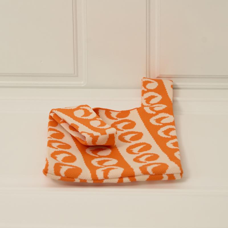 OQQ Women’s Handbag Knit Shopping Tote Bag – Casual  Dolphin Logo Pattern Handbag Small Size Wristlet Bag