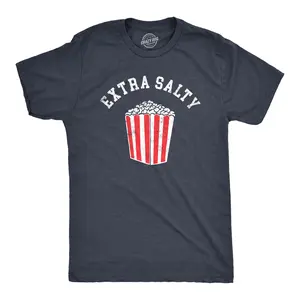Mens Extra Salty T Shirt Funny Large Popcorn Upset Mad Joke Tee for Guys Mens Funny T Shirts Cool Vintage Fashion T-Shirt Gift Classic Menswear Sarcastic Apparel for Men Funny Food Short Sleeve Novelty Tees for Navy -