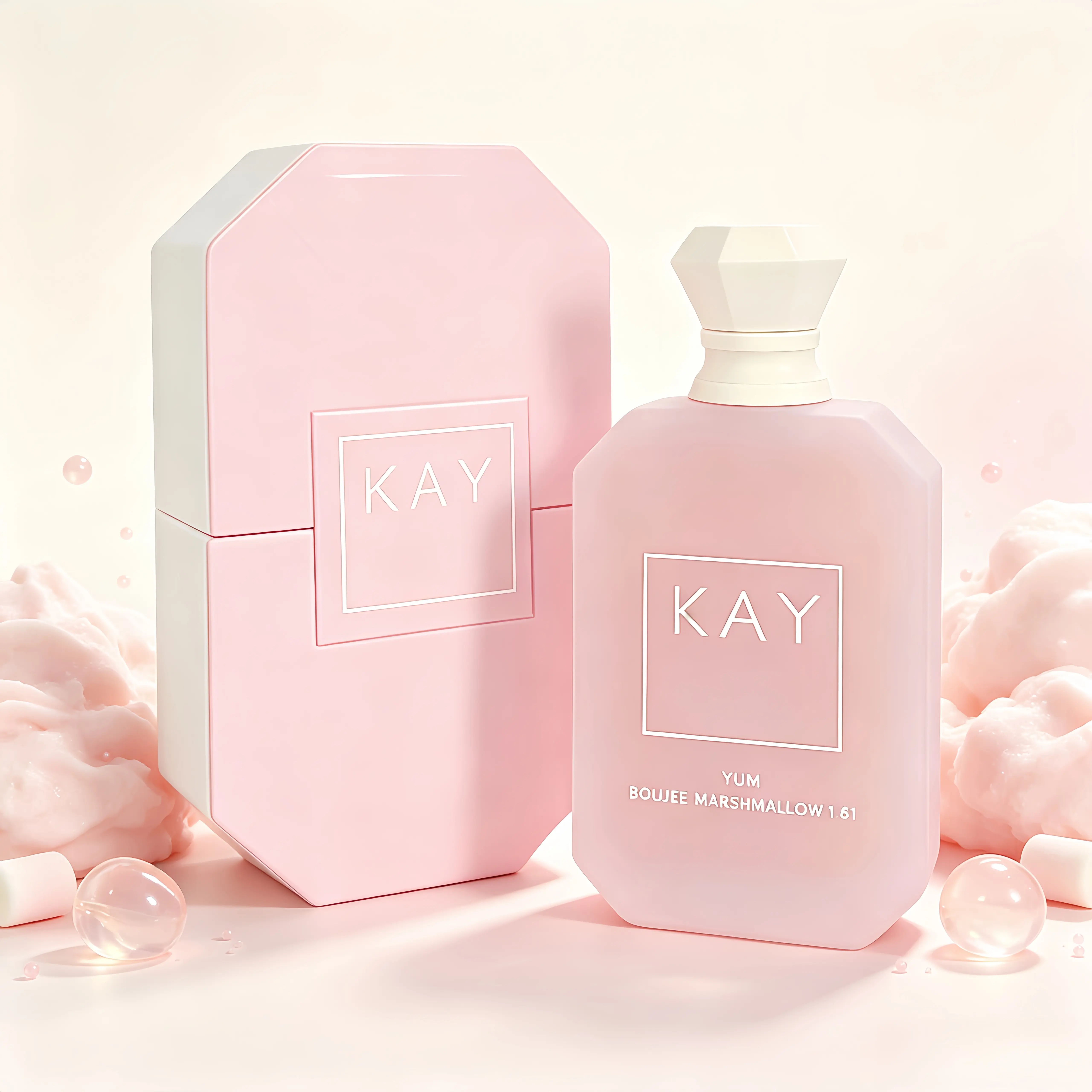 KAY Yum Boujee Marshmallow 81 Eau de Parfum Intense Spray (3.4 oz/100ml) - Single Floral Gourmand Perfume, Creamy Marshmallow Vanilla, Sweet Strawberry-Coconut, Long Lasting Unisex Luxury Scent for Daily-Dating, Gifts for Women