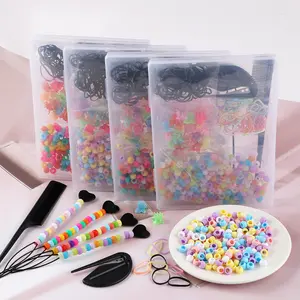 200PCS Multicolor Boxed Silicone Pony Beads with Hair Accessories 6*9mm for Hair Decorating, Jewellry Making