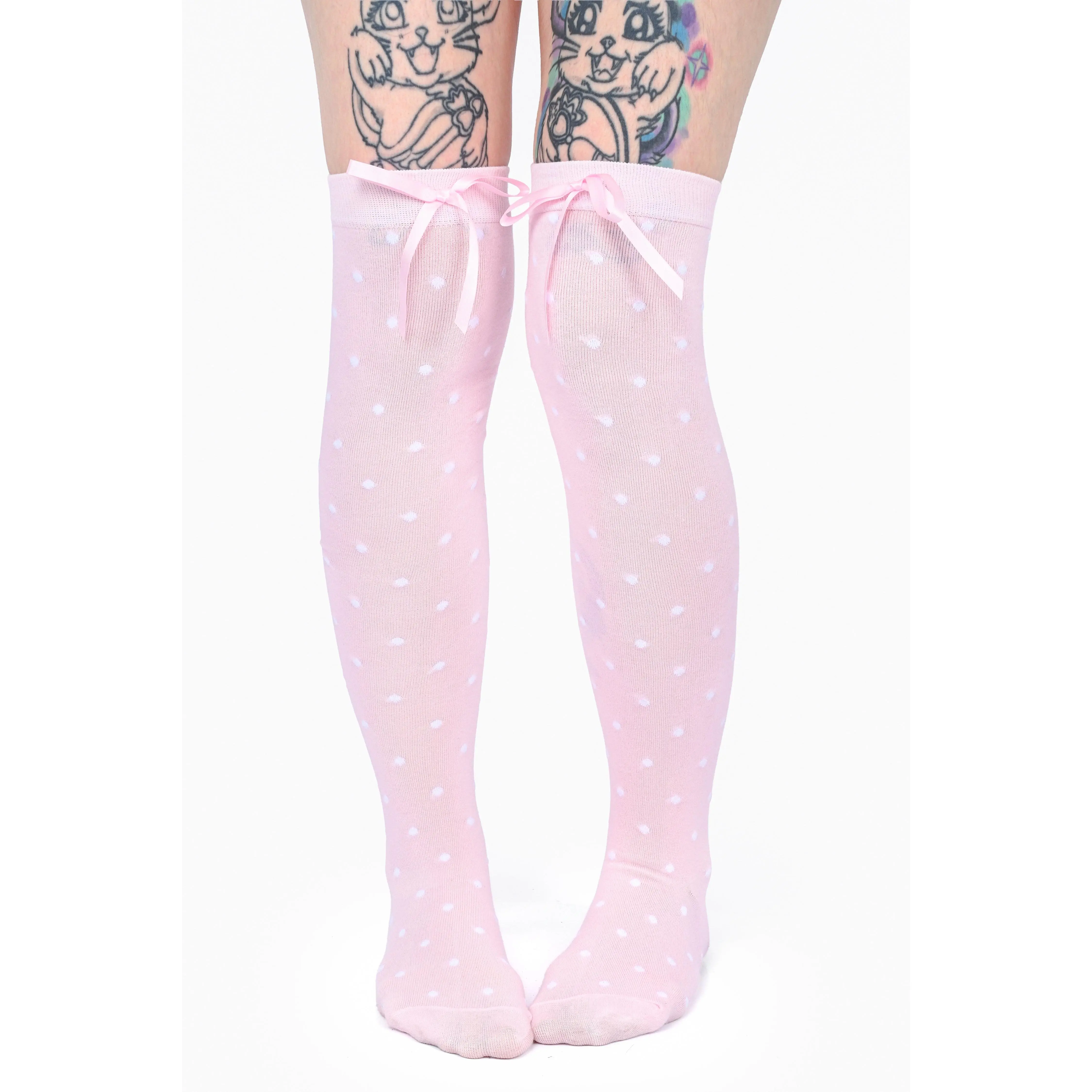Knee High Dot Socks - Pink/White