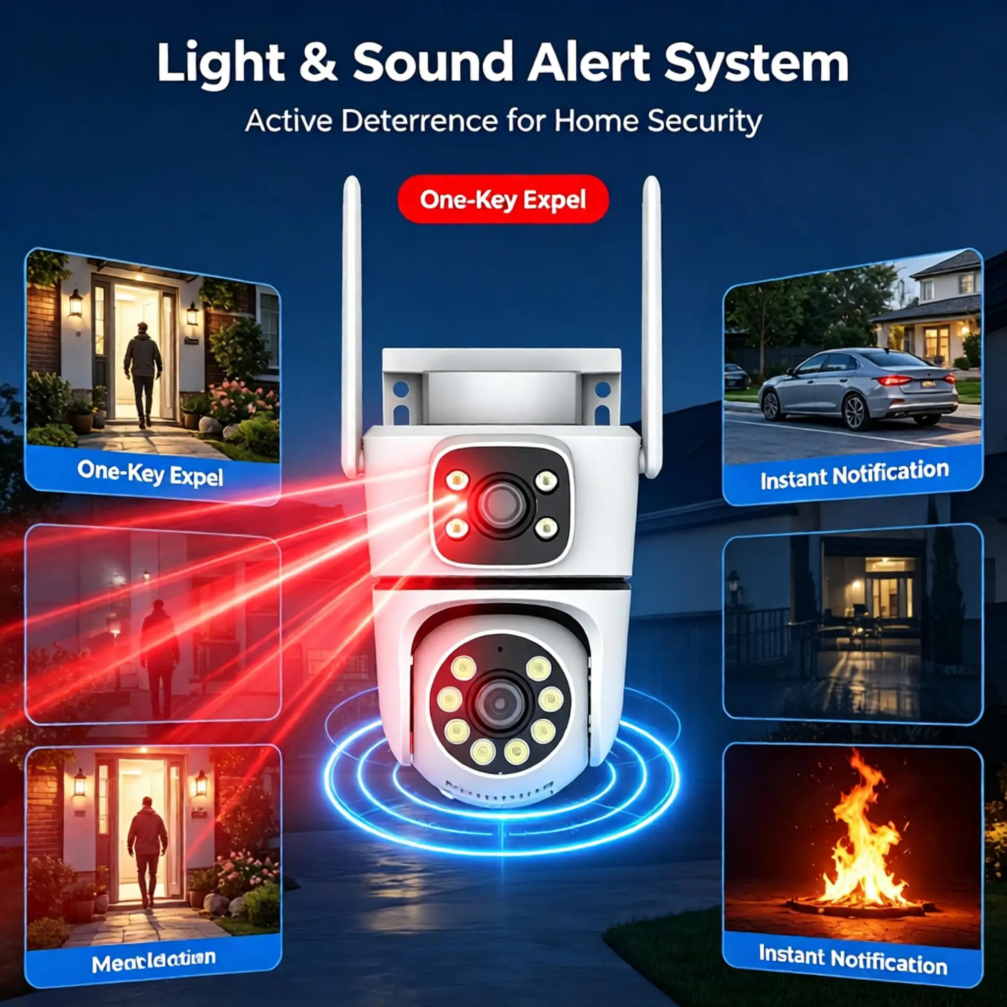 2K WiFi Security Camera, 360° Panoramic View, AI Human & Vehicle Detection, Auto Tracking, Full-Color Night Vision, Two-Way Talk & Siren Alert