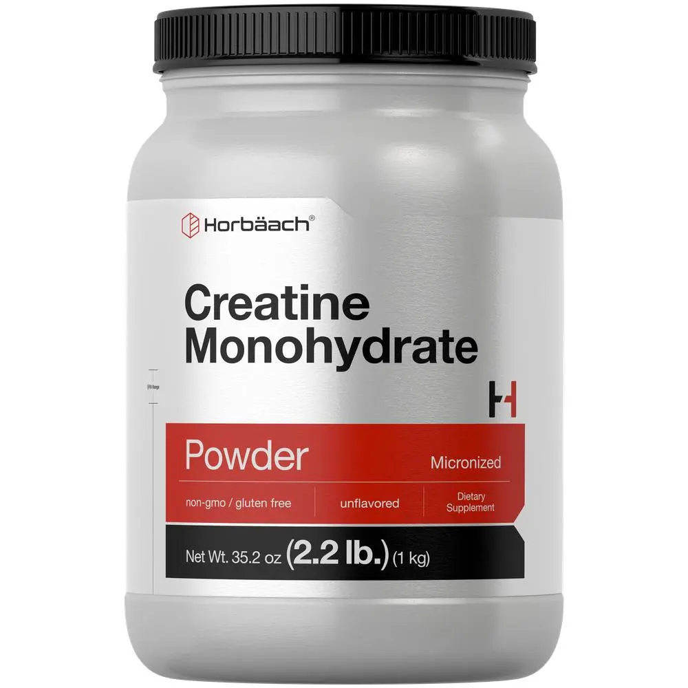 Horbäach Creatine Monohydrate Powder | 2.2lbs (35.2 oz) | Micronized and Unflavored | Vegetarian, Non-GMO, and Gluten Free Supplement