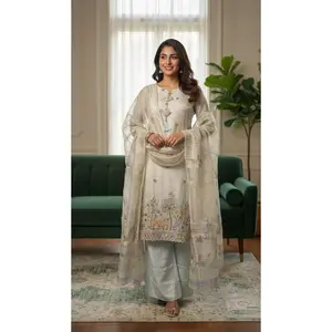 Beige Sequins Work Suit