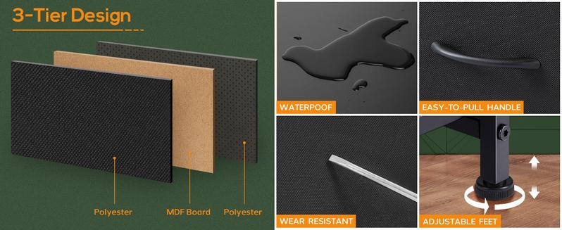 Dresser for Bedroom with 9 Drawers, Clothes Drawer Fabric Closet Organizer Cabinet, Large Chest Storage Tower with Metal Frame and Wood Tabletop