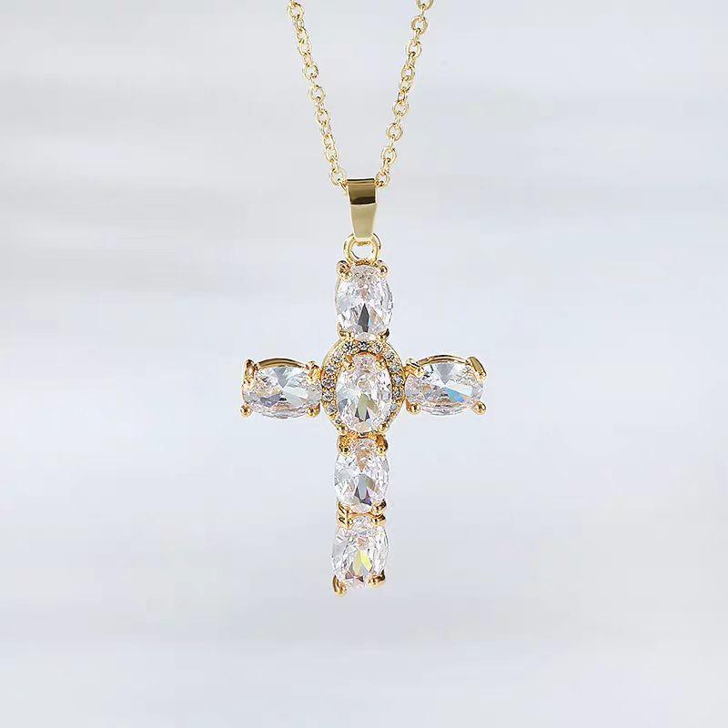 Sparkling Cross Pendant Necklace - Elegant Sparkling Cross Design for Various Occasions