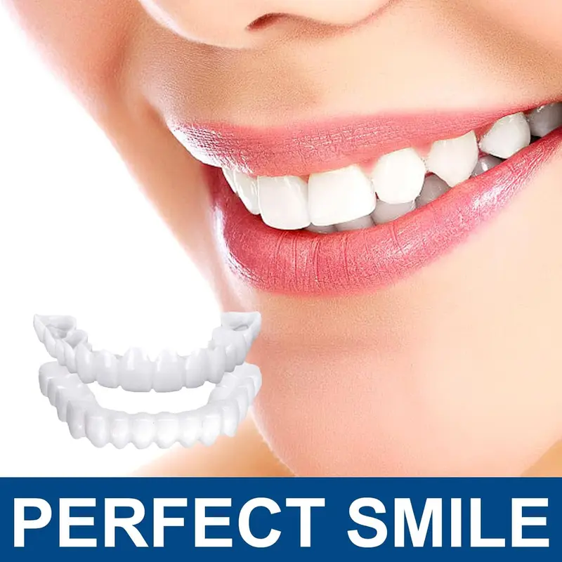 Instant Smile Cosmetic Veneers - 3/6PCS Non-Medical Snap-On Teeth, Perfect for a Flawless Photo Look, Reusable & Adjustable Fit