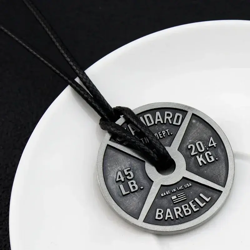 45LB Barbell Plate Pendant Necklace - Gym Theme Costume Jewelry for Fitness Enthusiasts, Unisex, Weight Plate