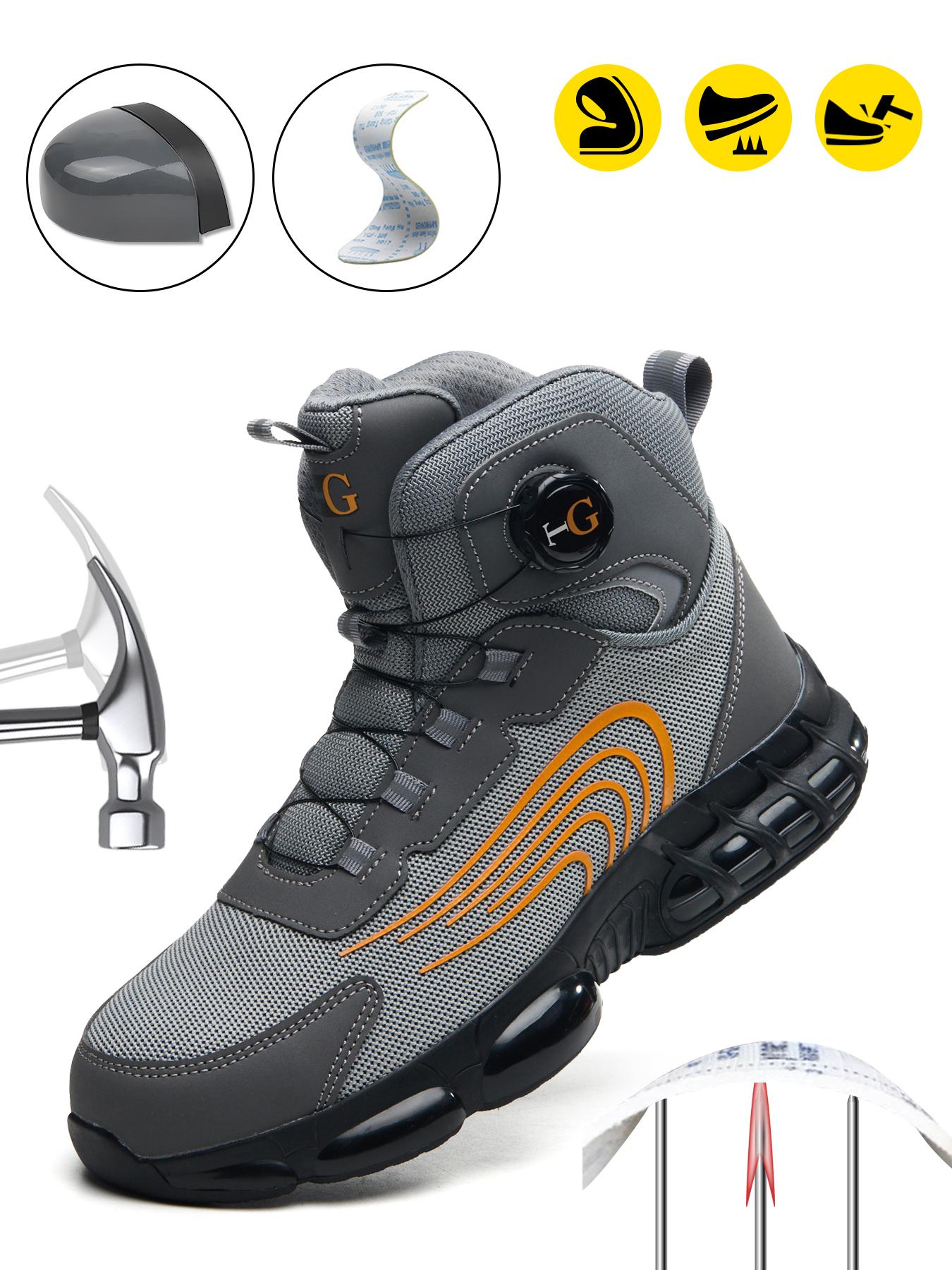 Men's Safety Shoes Mid-Top Protective Casual Shoes Anti-Smashing Composite Toe Anti-Puncture Midsole Thick Sole Comfortable Outdoor Casual Work Shoes Boot Footwear