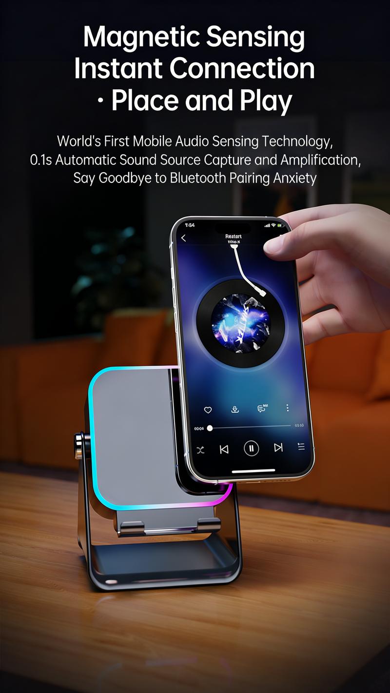 2026 5-in-1 Inductive Bluetooth Speaker with Phone Stand & Amplifier Rechargeable Color Lights Compatible with iPhone & Android Perfect Birthday Gift for Teens 2026 5-in-1 Inductive Bluetooth Speaker with Phone Stand & Amplifier Rechargeable Color Lights Compatible with iPhone & Android Perfect Birthday Gift for Teens