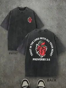 Trust In The Lord With All Your Heart Unisex Washed Christian Shirt, Christian Scripture T-Shirt, Vintage Retro Washed Shirt Double Sided Printed (230 Heavyweight Pure Cotton T-Shi y2k,Vinta y2k,Vintage,Streetwear Christmas Thanksgiving gift,Cyber Monday