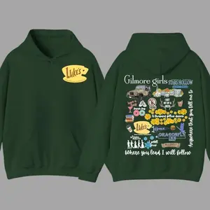 Gilmore Girls Graphic Hoodie – Luke’s Diner Stars Hollow Design, Cozy TV Show Fan Hoodie, Unisex Streetwear Gift for Gilmore Girls Lovers