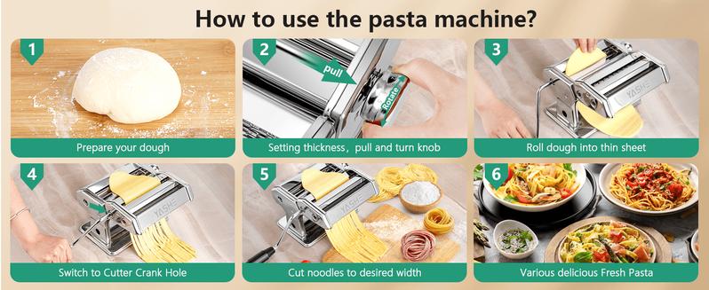 YASHE Pasta Maker Machine, Stainless Steel Pasta Roller and Cutter with 7 Adjustable Thickness Settings, Kitchen Utensils Detachable Cooking Kitchenware, Cutting Noodle Home Operation Manual YASHE Pasta Maker Machine, Stainless Steel Pasta Roller and Cutter with 7 Adjustable Thickness Settings, Kitchen Utensils Detachable Cooking Kitchenware, Cutting Noodle Home Operation Manual