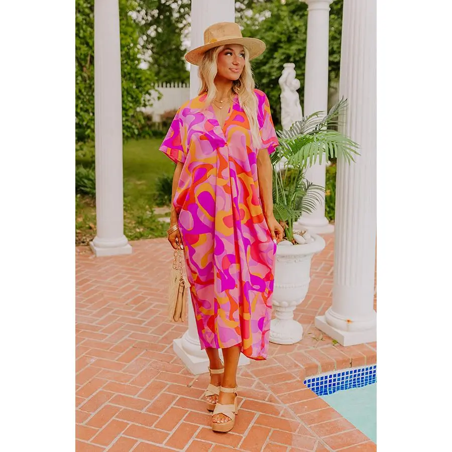 Beachy Days Caftan Midi in Pink