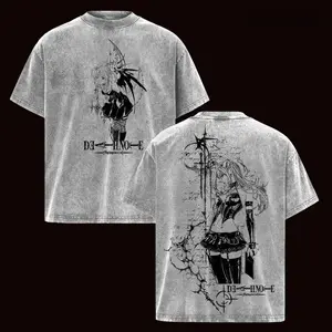MisaMisa Print T-shirt Anime DEATH NOTE Clothing Men Women Cotton Tshirts Retro Washed T Shirt Harajuku Male Oversized  Tops