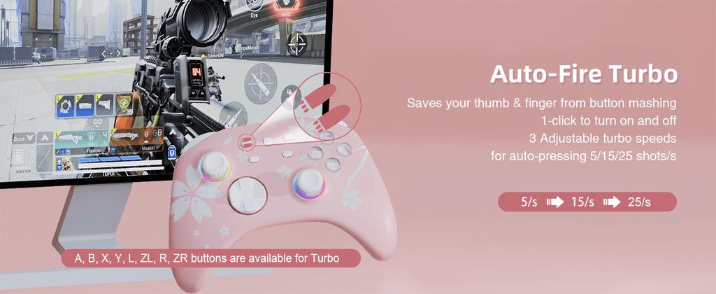 Mytrix Pro Wireless Controller Sakura Pink, Bluetooth Controller with Programmable, Compatible with Nintendo Switch, Windows PC, iOS, Android, and Steam/Steam Deck Mytrix Pro Wireless Controller Sakura Pink, Bluetooth Controller with Programmable, Compatible with Nintendo Switch, Windows PC, iOS, Android, and Steam/Steam Deck