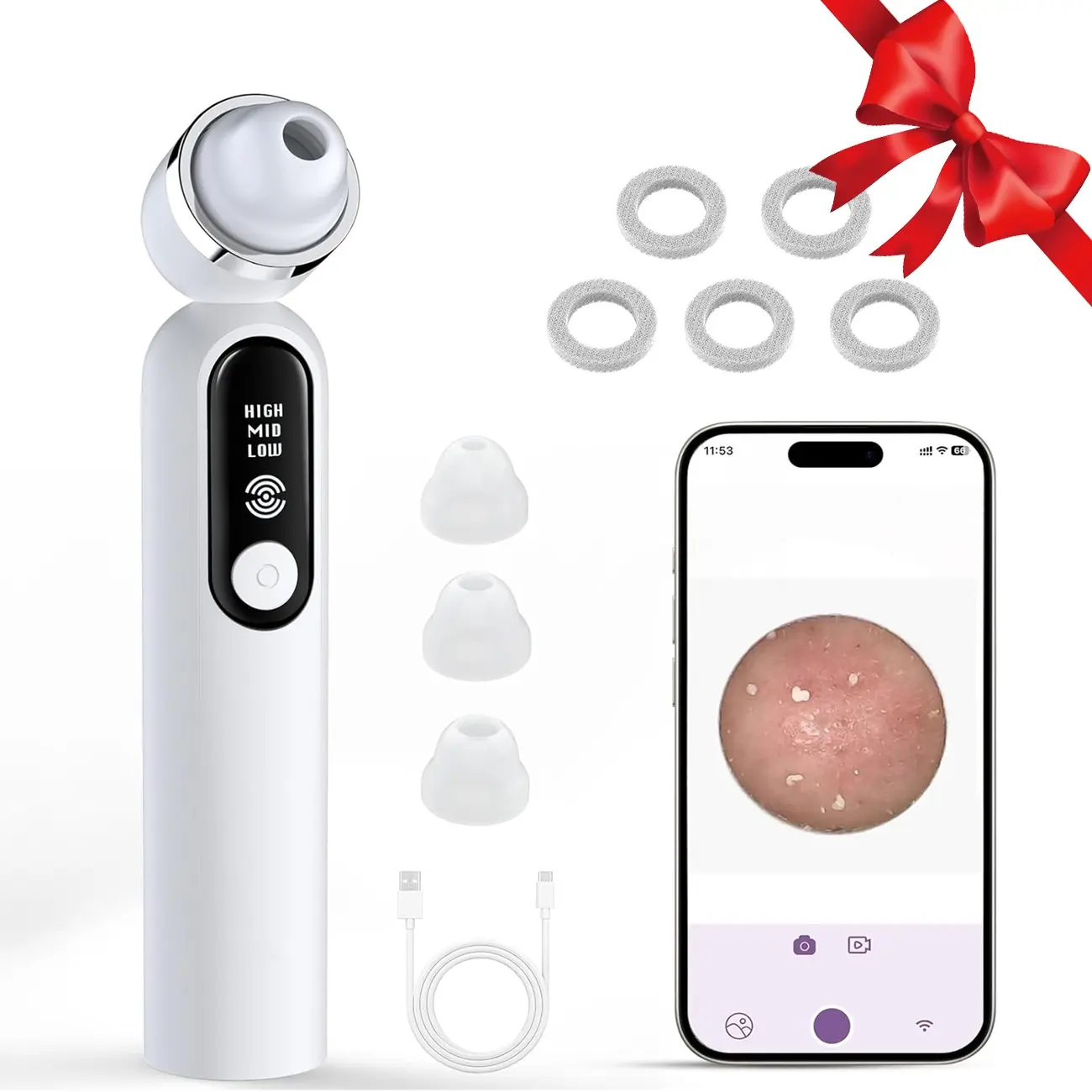 Visible Exfoliator black head Vacuum Cleaner,with 3 Cleaner Suction，Skin Scrubber with Camera, Pore Cleaner withThree Modes,USB Rechargeable, CleansingSkincare for All Gender, Gift for Men & Women,Summer Gift, Best Gifts