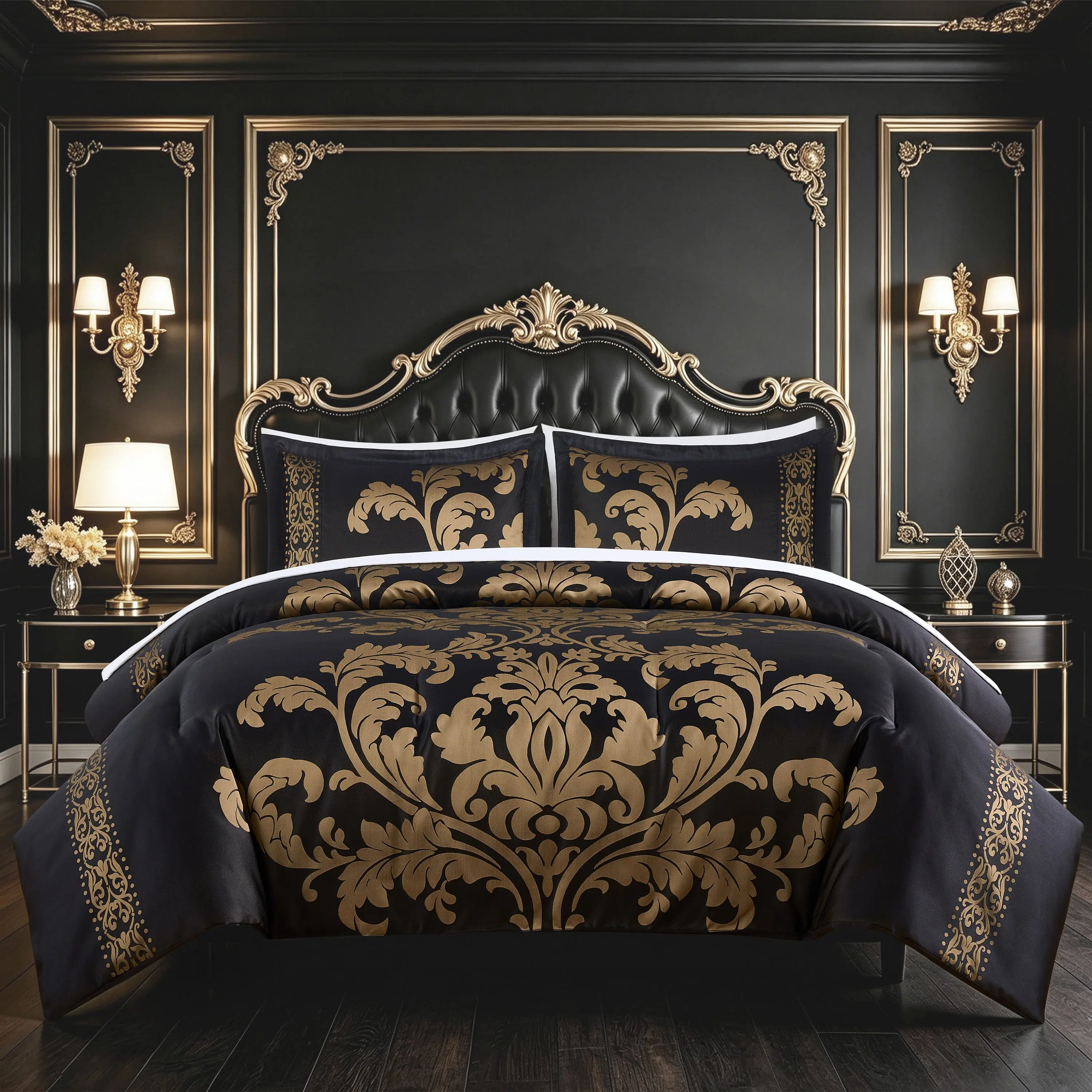 Valor 7-Piece Luxury Jacquard Floral Bed in a Bag Comforter Set