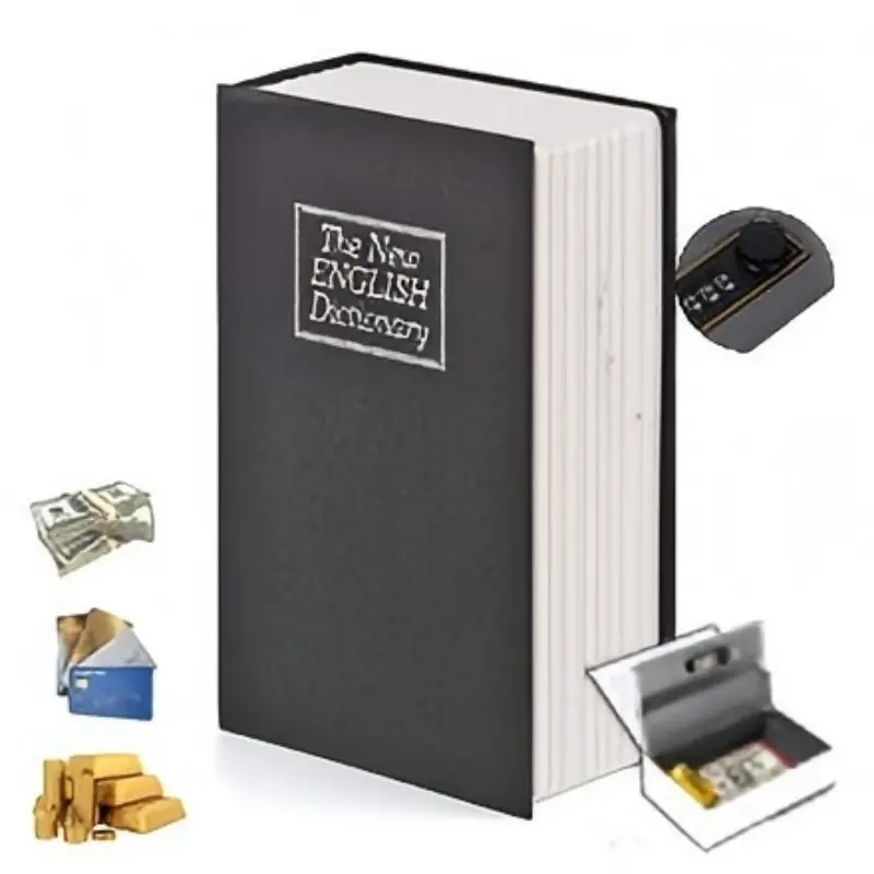 Durable Mechanical Lock & Password Access Book Money Box - Travel Safe for Cash, Documents and Personal Valuables, Sturdy Home Decor Piggy Bank