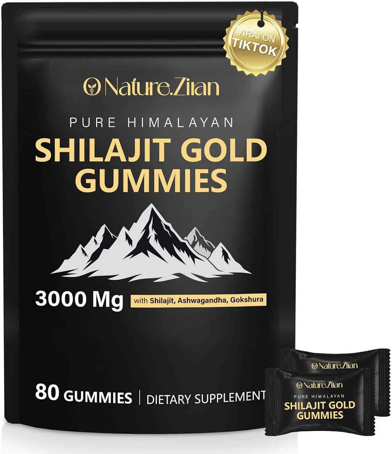 O NATURE . ZIRAN Himalayan Shilajit Gold Gummies for Men & Women - Organic, Purity Tested, Rich in Ashwagandha, Gokshura, 85+ Rich Minerals, Supports Focus, Authentic Flavor Dietary Supplement, Healthy Gummies, Macronutrients Vitamin, Edible,, tiktokshopb