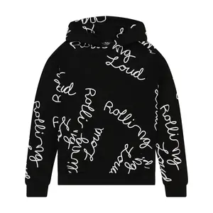 AOP Script Hoodie Black
