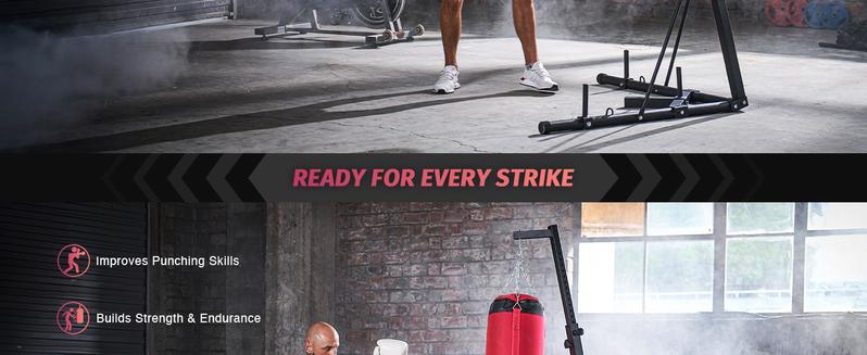 【Jumpstart Sale】ZELUS Heavy Duty Boxing Bag Stand for MMA & HIIT Workouts, Freestanding Steel Punching Bag Rack Supports 132 lbs | Home Gym, Stress Relief, Family Fitness, Exercise Motivation,  Agility Training Iron Frame