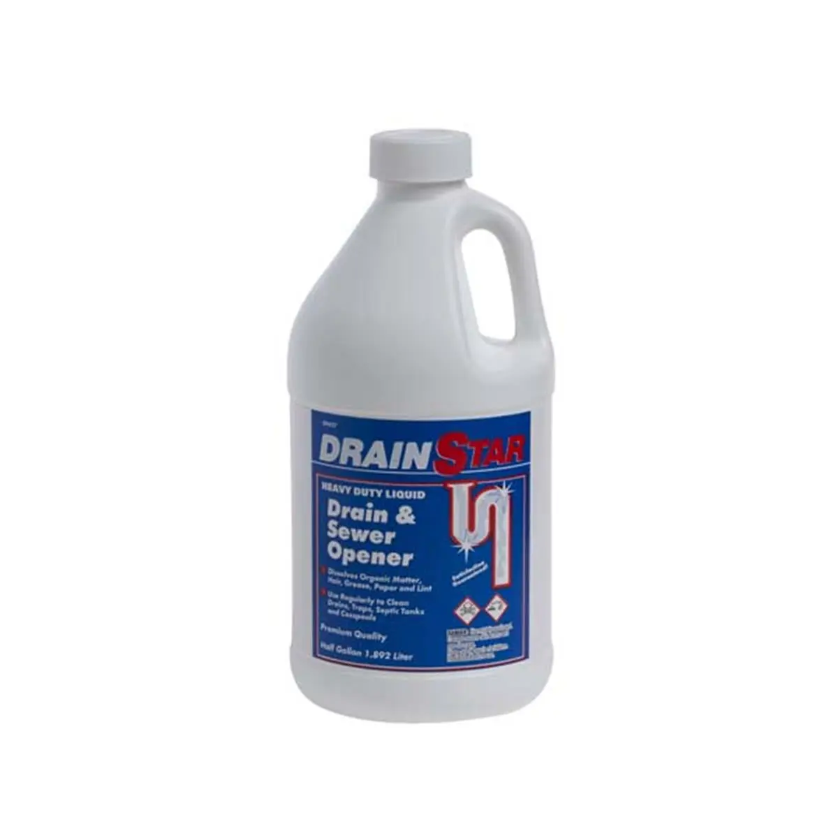 212 MAIN Drain Star Fast-Acting Liquid Drain Opener, Odorless Potassium & Sodium Hydroxide Blend, Safe for Plumbing - 0.5 gal, Drain Cleaner