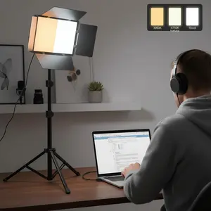 LED Video Lighting Kit with 61" Extendable Tripod - 10" LED Video Panel Light for Photography/Streaming/TikTok/Zoom/Vlogging - Valentine's Day Content Creator Essential SuperBowl