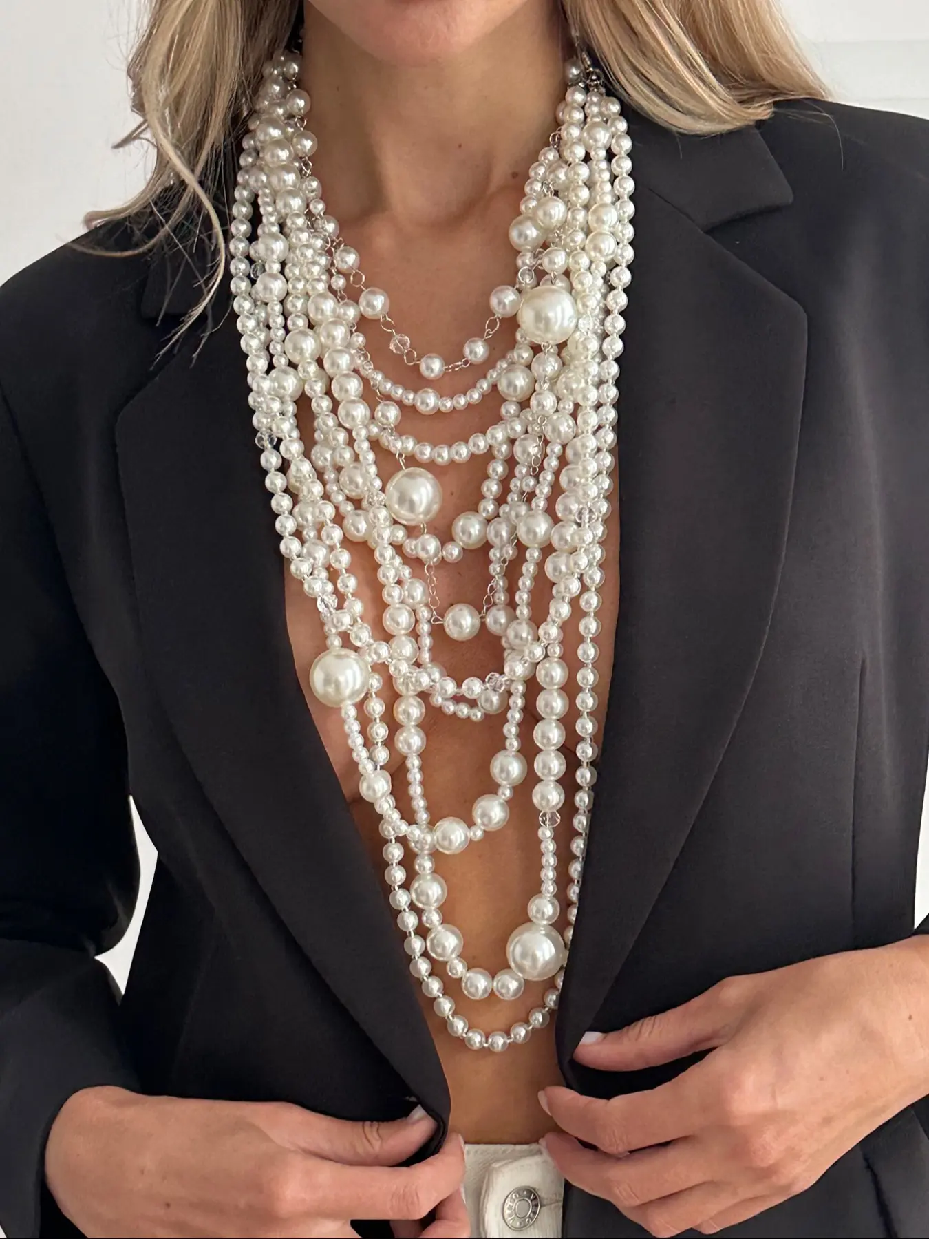 Boho Multi-Layer Faux Pearl Necklace for Women, Vintage Statement Fashion Jewelry, Versatile Gift for Daily Wear and Parties, String of Pearls, Trendy Necklace, Pearl Necklace Strand, Accessory Necklace