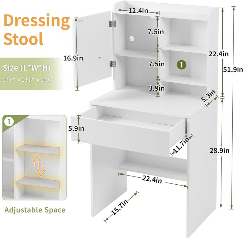 Modern LED Vanity Table, Makeup Desk with Mirror&Lights 3 Color Modes,Drawers&Shelves, for Girls Bedroom,Perfect Gift for Her – bedroom essential